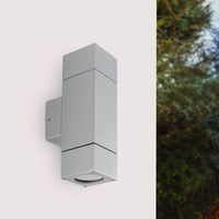 Brilliant Silver Prairie Exterior Up/Down Wall Light