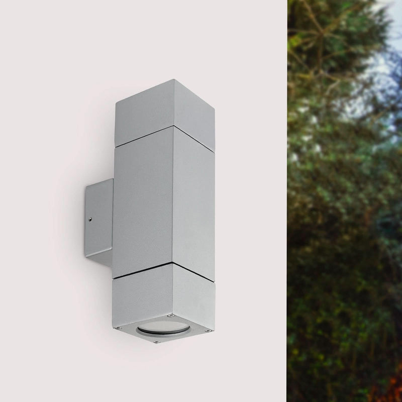 Brilliant Silver Prairie Exterior Up/Down Wall Light