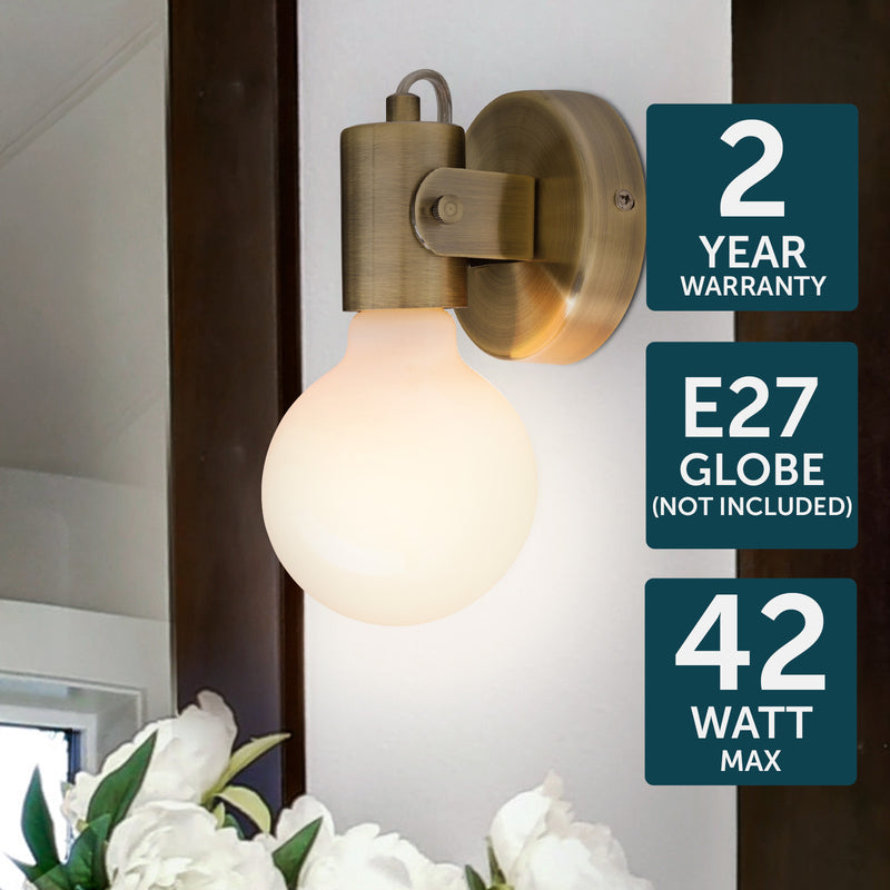 Brilliant Metta Antique Brass Contemporary Style Wall Light