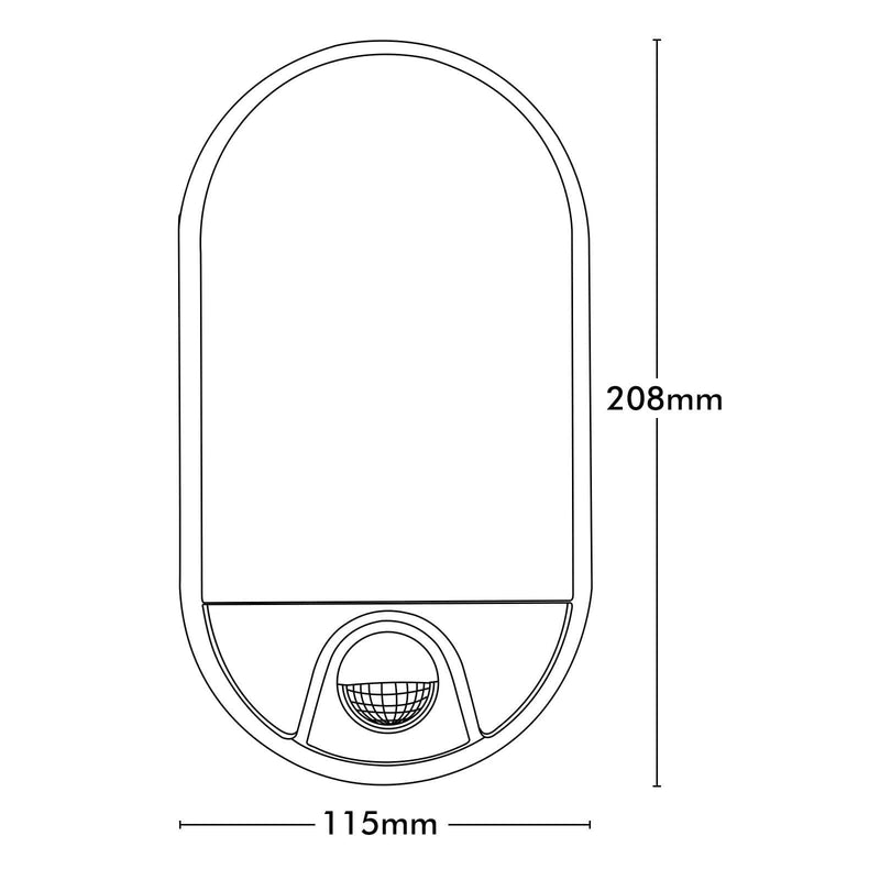 Brilliant Black Barnet Oval Slimline LED Bunker with Sensor