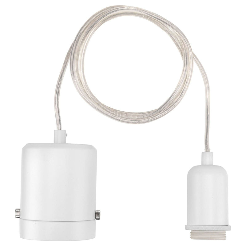 Brilliant Maggie White Plug In DIY Shade Holding Suspension Pendant Light