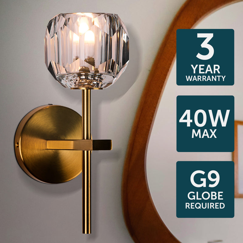 Brilliant Celeste Glass And Satin Brass  Vanity Light