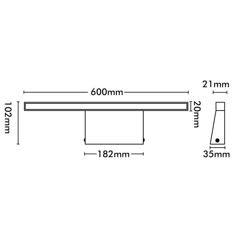 Brilliant Kaji Black 350lm Contemporary LED Vanity Light