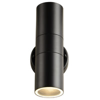 Brilliant Black Coolum Modern Up/Down Wall Light on Round Base Plate