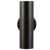 Brilliant Black Coolum Modern Up/Down Wall Light on Round Base Plate