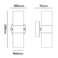 Brilliant Black Coolum Modern Up/Down Wall Light on Round Base Plate