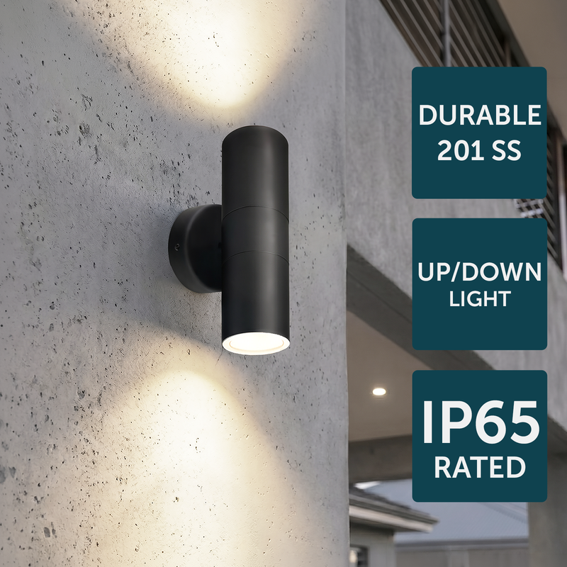 Brilliant Black Coolum LED Exterior Up/Down Wall Light