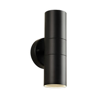 Brilliant Black Coolum Modern Up/Down Wall Light on Round Base Plate