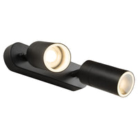 Brilliant Black Coolum Modern Wall 2 Light on Rounded End Bar Plate