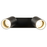 Brilliant Black Coolum Modern Wall 2 Light on Rounded End Bar Plate