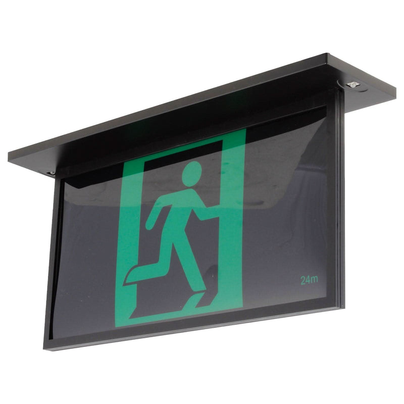 Blade Style Exit Sign Brilliant Black Blade Recessed 2W LED Emergency Exit Sign