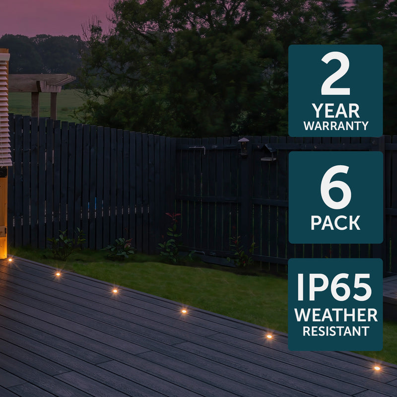 Brilliant Stainless Steel Valla 40mm Round RGB LED Deck Light Kit-6 Pack