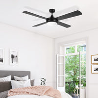 Brilliant Black Tempest 52'' DC 4-Blade ABS Ceiling Fan with Light