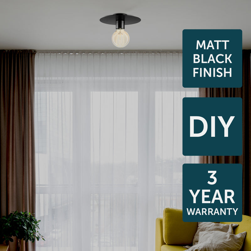 Brilliant Comet Matt Black DIY Install Batten Fix Light Shade