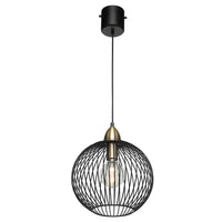 Brilliant Nicola Brass And Black Matt Glass Pendant Light