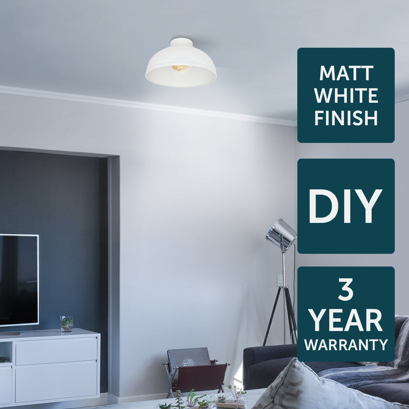 Brilliant Foundry 28cm Matt White DIY Install Batten Fix Light Shade