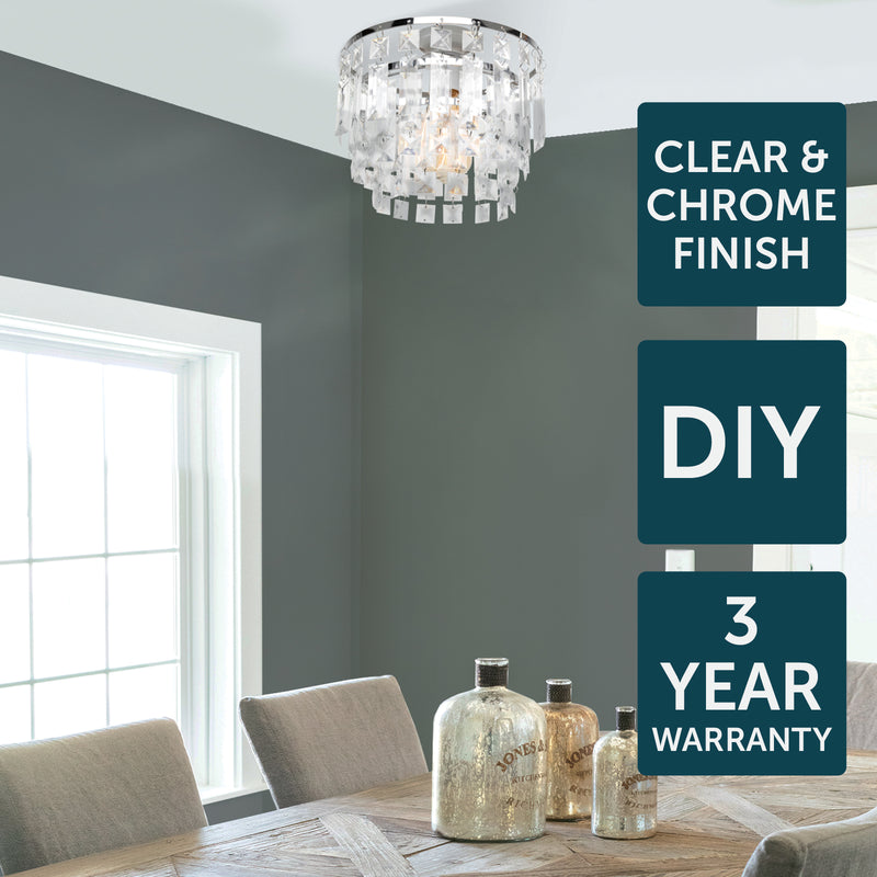Brilliant Tivoli Clear DIY Install Batten Fix Light Shade