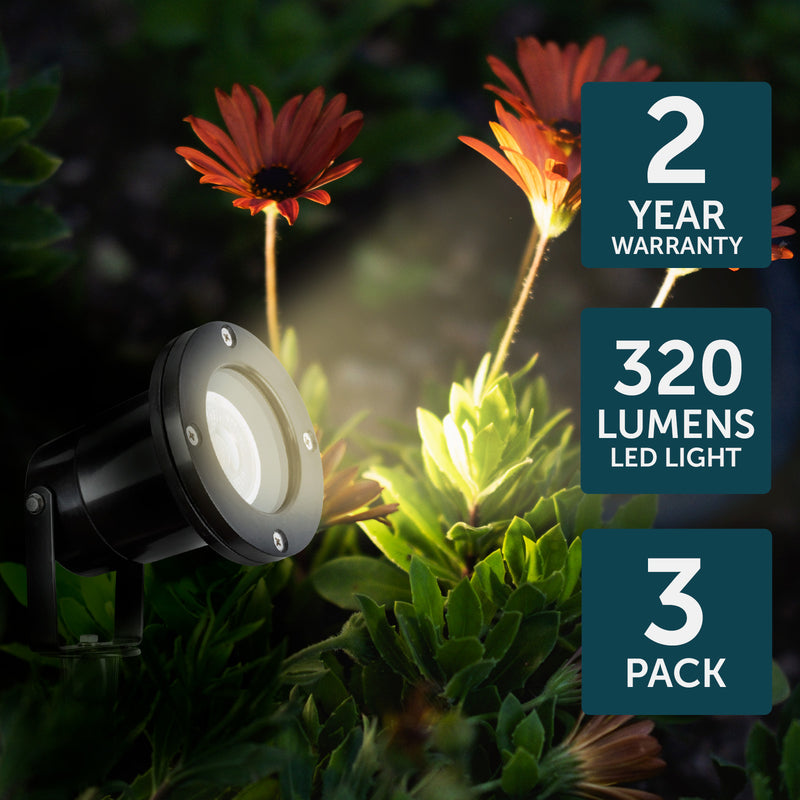 Brilliant Black Beth DIY Garden Spotlight Kit-3 Pack