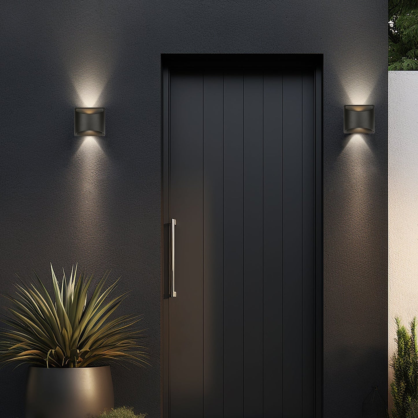 Brilliant Matt Black Binley Modern Curved Up/Down Wall Light