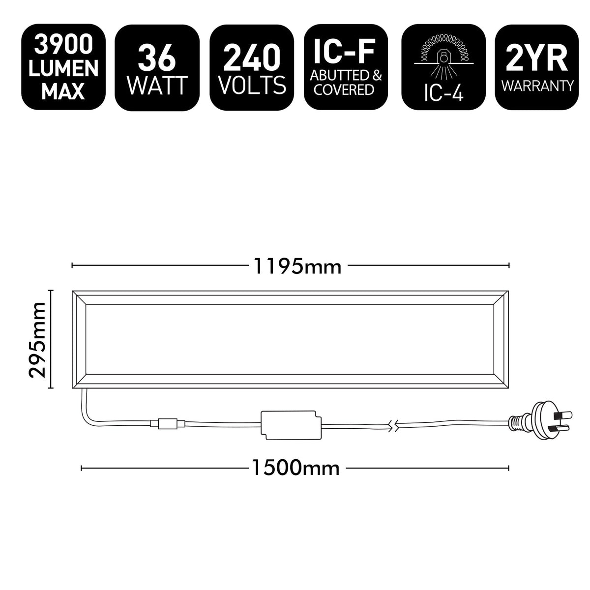 Brilliant White Rectangle Backlit 36W Tri-Colour LED Panel Light