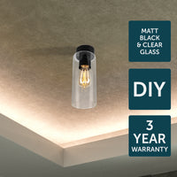 Brilliant Juno 10cm Matt Black DIY Install Batten Fix Light Shade