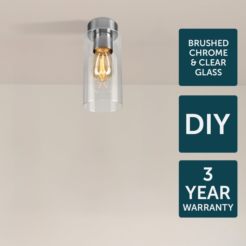 Brilliant Juno Brushed Chrome  DIY Install Batten Fix Light Shade