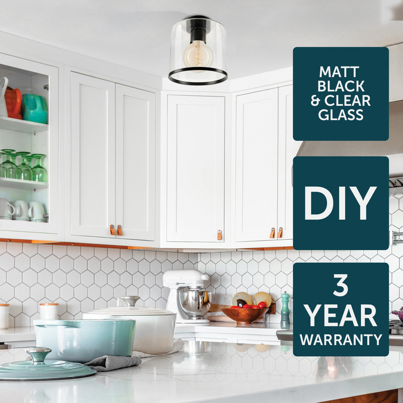 Brilliant Arlo 18cm Matt Black DIY Install Batten Fix Light Shade