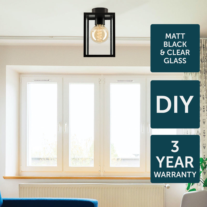 Brilliant Rama Matt Black DIY Install Batten Fix Light Shade