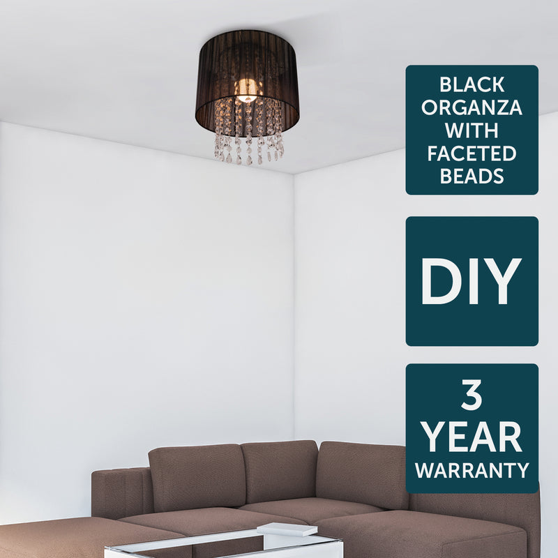 Brilliant Bette Black And Clear Bead Batten Fixture