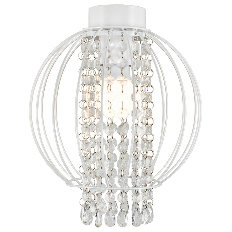 Brilliant Hedy 25 x 28cm White Cage and Clear Bead Batten Fixture