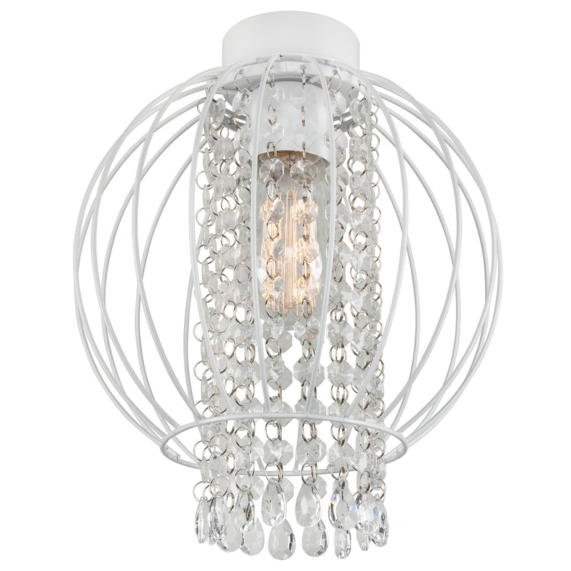 Brilliant Hedy 25 x 28cm White Cage and Clear Bead Batten Fixture