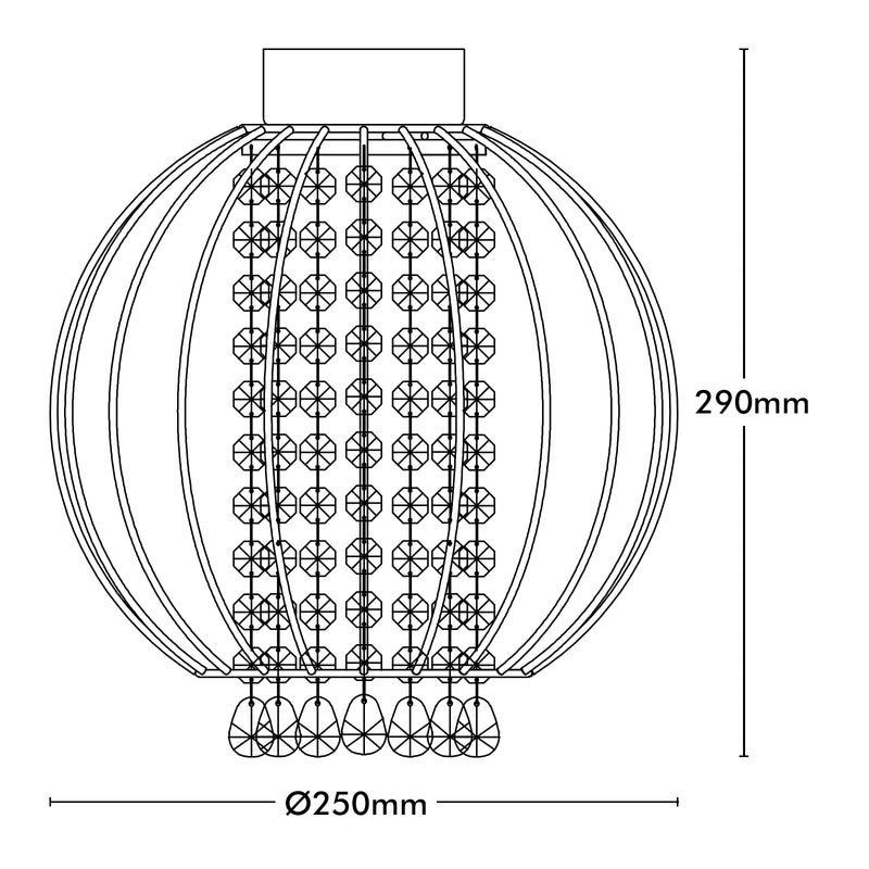 Brilliant Hedy 25 x 28cm White Cage and Clear Bead Batten Fixture