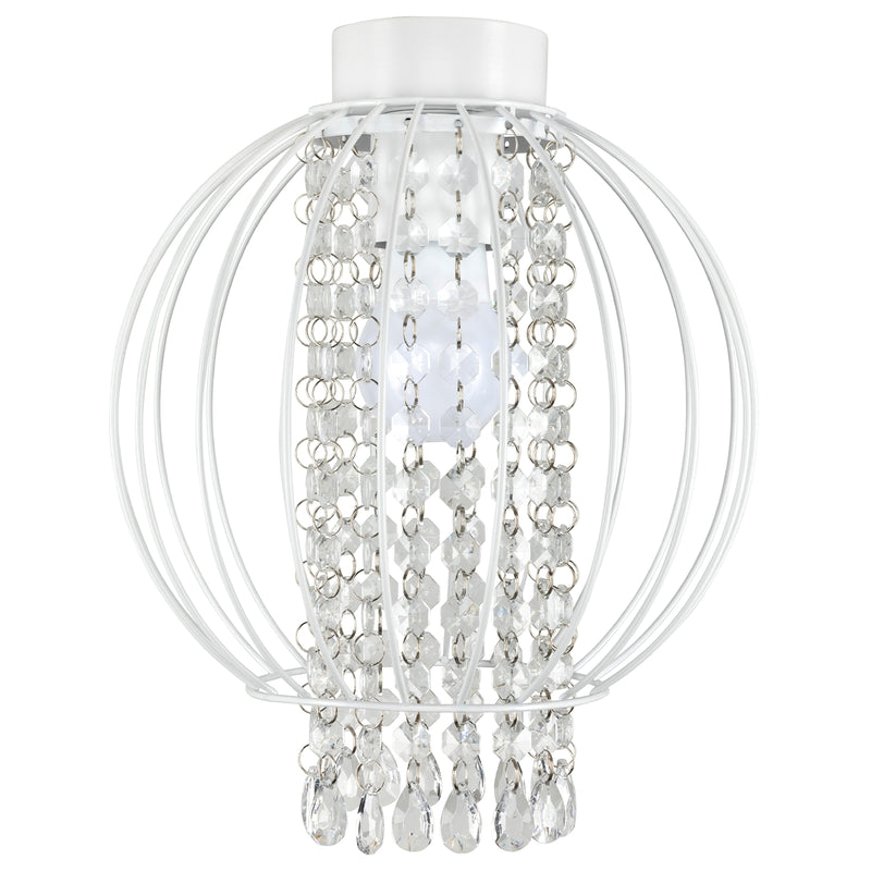 Brilliant Hedy 25 x 28cm White Cage and Clear Bead Batten Fixture