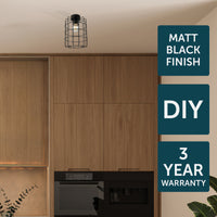 Brilliant Canal Matt Black Cage DIY Install Batten Fix Light