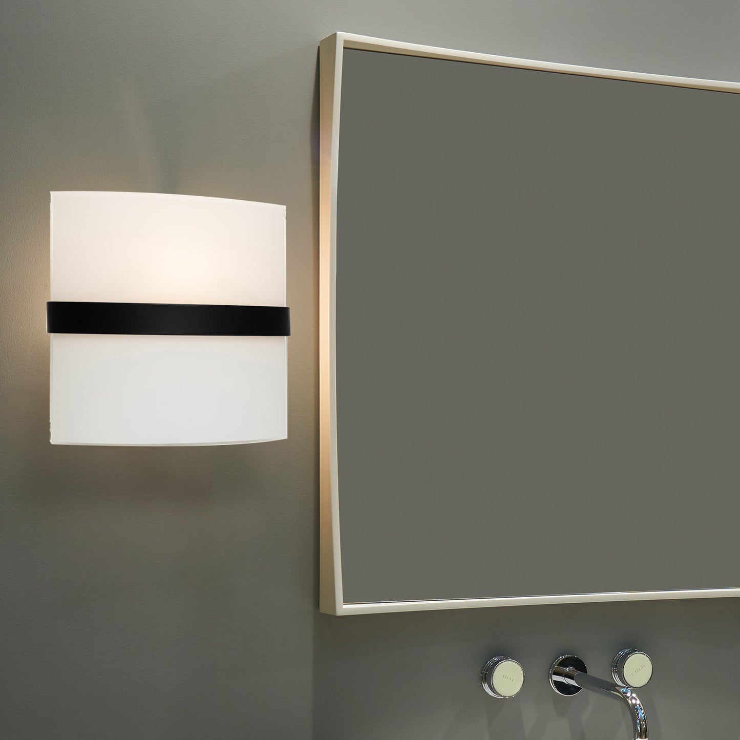Brilliant Kota Matt Black Frost Glass Wall Light Sconce