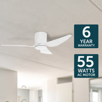 Brilliant Supra White 122cm AC Low Ceiling Hugger Fan