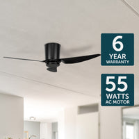 Brilliant Supra Black 122cm AC Low Ceiling Hugger Fan