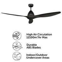 Brilliant Windhaven 142cm DC Ceiling Fan with Remote Black