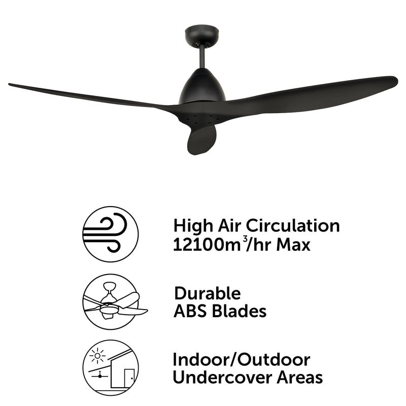 Brilliant Windhaven 142cm DC Ceiling Fan with Remote Black
