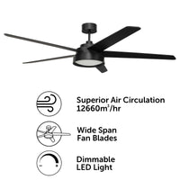 Brilliant Compass 168cm DC LED Light Ceiling Fan with Remote