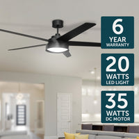 Brilliant Compass 168cm DC LED Light Ceiling Fan with Remote