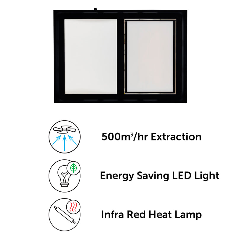 Brilliant Matte Black Smart Calor 3-in-1 Bathroom Heater