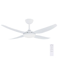 Brilliant Matt White Amari Series II 4-Blade 52'' DC Ceiling Fan with Light