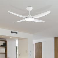 Brilliant Matt White Amari Series II 4-Blade 52'' DC Ceiling Fan with Light