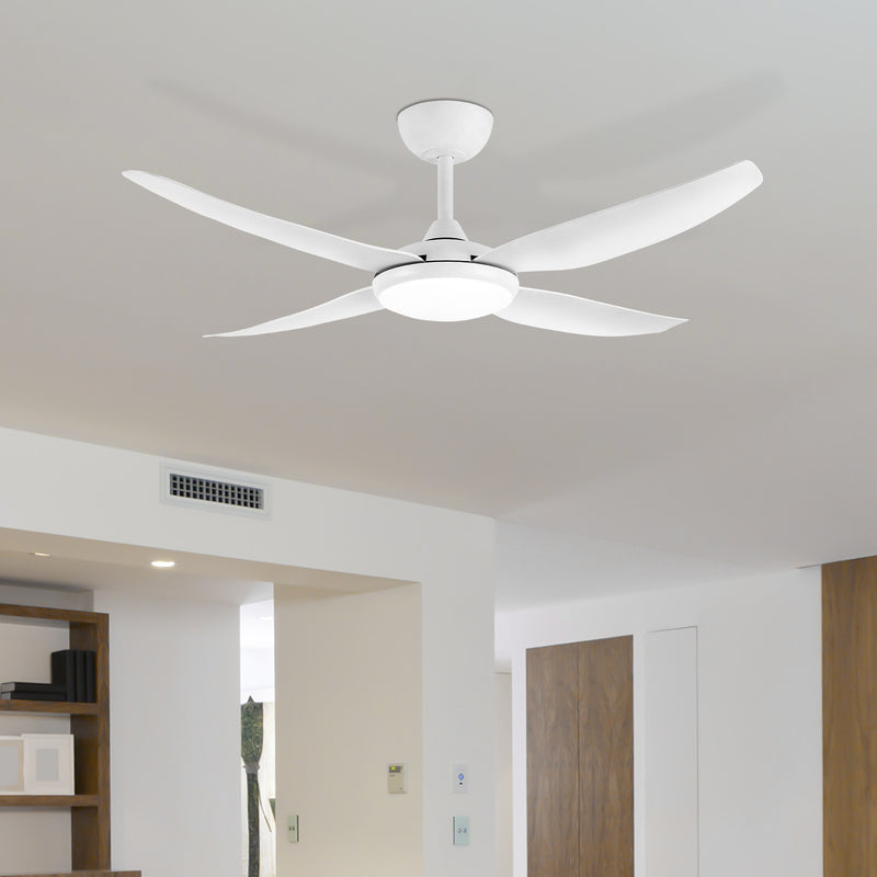 Brilliant Matt White Amari Series II 4-Blade 52'' DC Ceiling Fan with Light