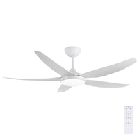 Brilliant Matt White Amari Series II 5-Blade 56'' DC Ceiling Fan with Light