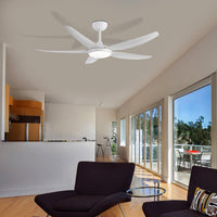 Brilliant Matt White Amari Series II 5-Blade 56'' DC Ceiling Fan with Light