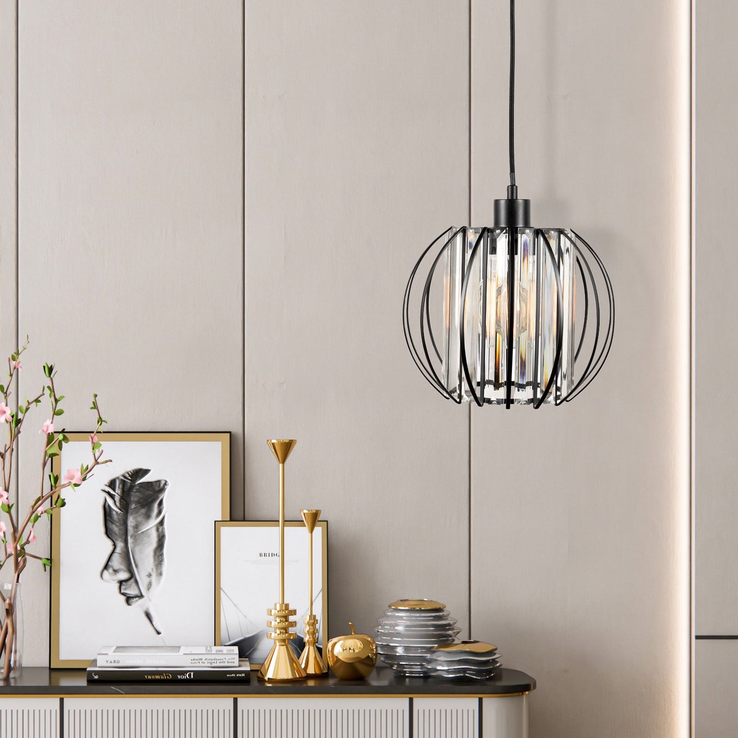 Brilliant Empress Cage And Crystal Prism Pendant Light