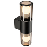 Brilliant Black Denison Up/Down Wall Light with 7W LED Globes