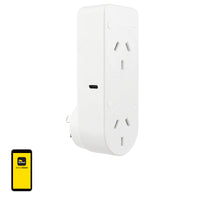 Brilliant White Cannes Smart WiFi Double Plug with USB-A and USB-C Chargers